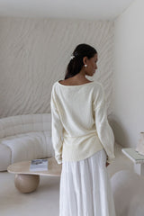 Sugar Petal Off-Shoulder Strickpullover Weiß