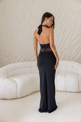 Elegantes Icon Neckholder Maxikleid Schwarz