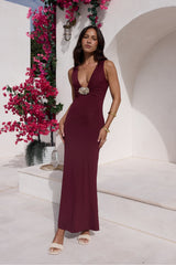Maxikleid "Coastal Caprice" Burgund