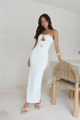 Sandy Stars Trägerloses Maxikleid Weiß