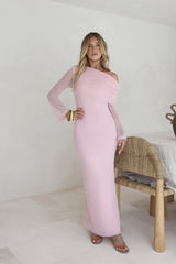 Cool Daze Langarm-Strickmaxikleid Rosa
