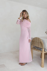 Cool Daze Langarm-Strickmaxikleid Rosa
