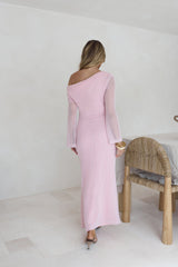 Cool Daze Langarm-Strickmaxikleid Rosa