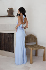 Cross The Seas Neckholder Maxikleid Blau