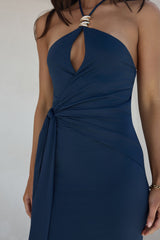 Yours With Love Neckholder Maxikleid Marineblau
