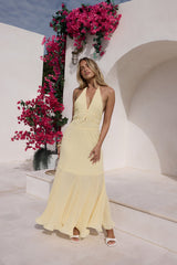 Sonnenstrahl Plissee Maxikleid Gelb