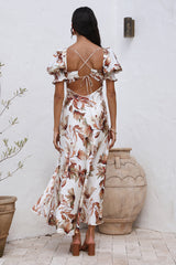 Verspieltes Herz Maxi-Kleid Braun