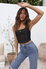 LEE Monique Korsett-Top Schwarzer Denim