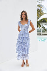 Midi-Stufenkleid „Mediterrane Muse“ Blau