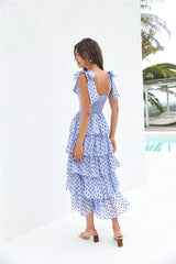 Midi-Stufenkleid „Mediterrane Muse“ Blau