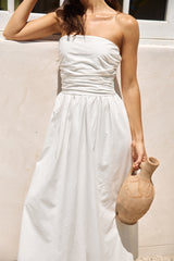 Deep Breaths Trägerloses Maxikleid Weiß