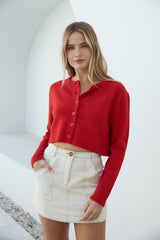 Vesper Langarm-Stricktop Rot