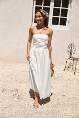 Deep Breaths Trägerloses Maxikleid Weiß