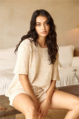 Frühstück im Bett Strick-Set Beige