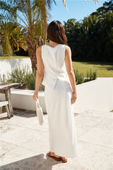 Leinen-Tanktop „Sunset Drinks“, Weiß