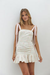 Blossom Embellish Minikleid Creme