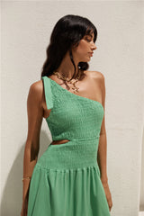 Close Up One-Shoulder Maxikleid Grün