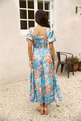 Through Oceans Satin Maxikleid Blau