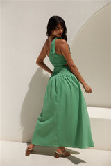 Close Up One-Shoulder Maxikleid Grün