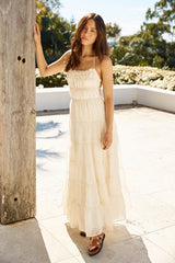 Maxikleid Renaissance Kunst Creme