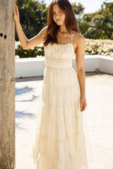 Maxikleid Renaissance Kunst Creme