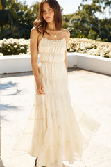 Maxikleid Renaissance Kunst Creme