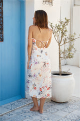 Satin-Midikleid „Delicate Bloom“ in Weiß