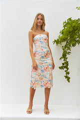 Island Dreams Trägerloses Midikleid Pfirsich