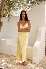 Secret Admirer Satin Maxikleid Gelb
