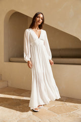Sweeter Dreams Langarm Maxikleid Weiß