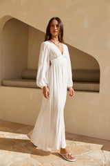 Sweeter Dreams Langarm Maxikleid Weiß