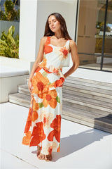Maxikleid "Tangerine Trees" in Orange
