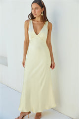 Cheers To You Satin Maxikleid Gelb