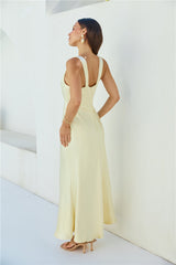 Cheers To You Satin Maxikleid Gelb