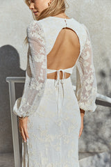 Layla Langarm-Maxikleid Creme