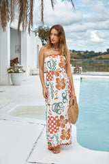 Hawaiian Retreat Trägerloses Maxikleid Orange