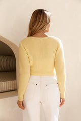 Weiche Flauschige Strickjacke Gelb