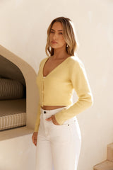 Weiche Flauschige Strickjacke Gelb