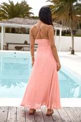 Midi-Kleid „Dining By The Sea“ Pfirsich