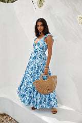 Maxikleid „Nightfall Blooms“ in Blau