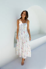 Luminous Field geblümtes Maxikleid Weiß