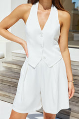 Sommerabende Neckholder-Top Weiß