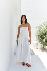 Blossom Bay Trägerloses Maxikleid Weiß