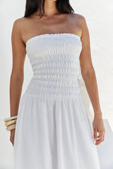 Blossom Bay Trägerloses Maxikleid Weiß