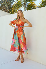Sunseeker One-Shoulder Maxikleid Rosa