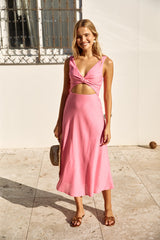 Maxikleid mit weicher Silhouette in Rosa