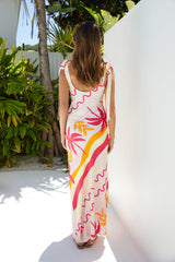 Palmen-Paradies Maxi-Kleid Pink