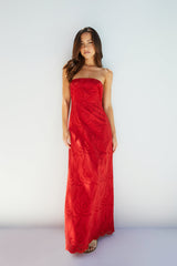 Riviera Rouge Trägerloses Maxikleid Rot