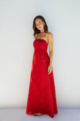 Riviera Rouge Trägerloses Maxikleid Rot