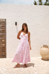 Maxikleid Picknick-Saison Rosa